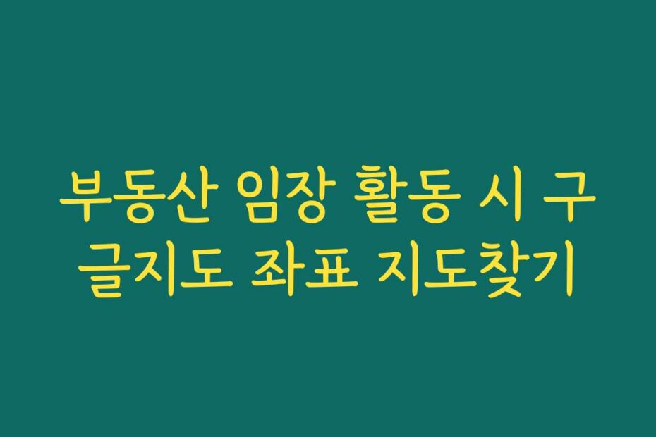 부동산 임장 활동 시 구글지도 좌표 지도찾기