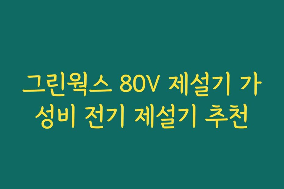그린웍스 80V 제설기 가성비 전기 제설기 추천