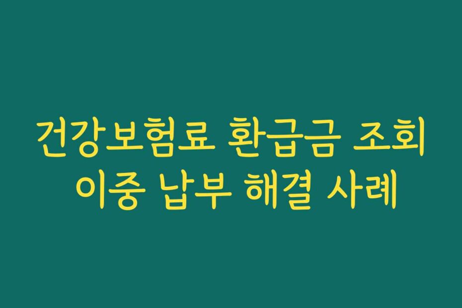 건강보험료 환급금 조회 이중 납부 해결 사례