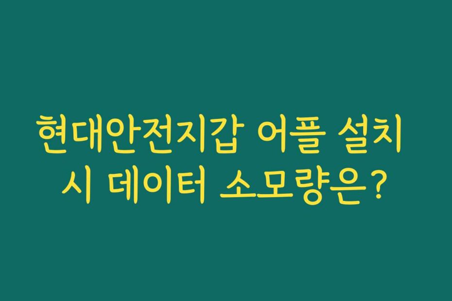 현대안전지갑 어플 설치 시 데이터 소모량은?