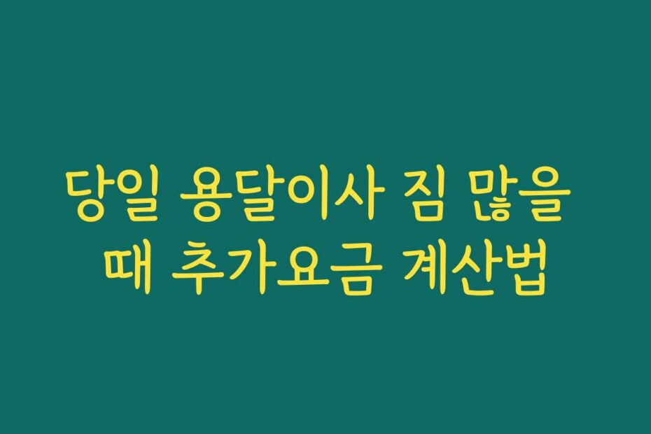 당일 용달이사 짐 많을 때 추가요금 계산법