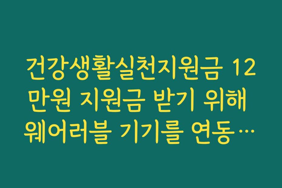 건강생활실천지원금 12만원 지원금 받기 위해 웨어러블 기기를 연동하는 방법