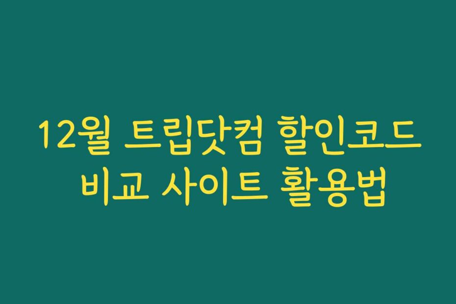 12월 트립닷컴 할인코드 비교 사이트 활용법