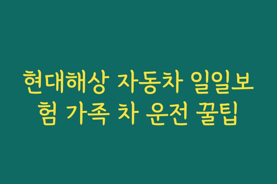 현대해상 자동차 일일보험 가족 차 운전 꿀팁