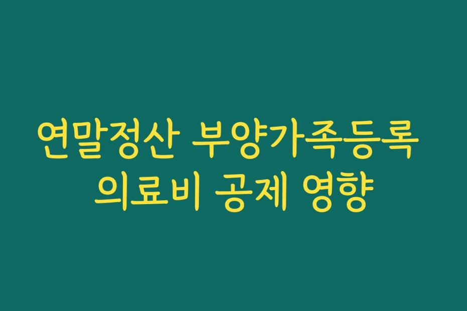 연말정산 부양가족등록 의료비 공제 영향