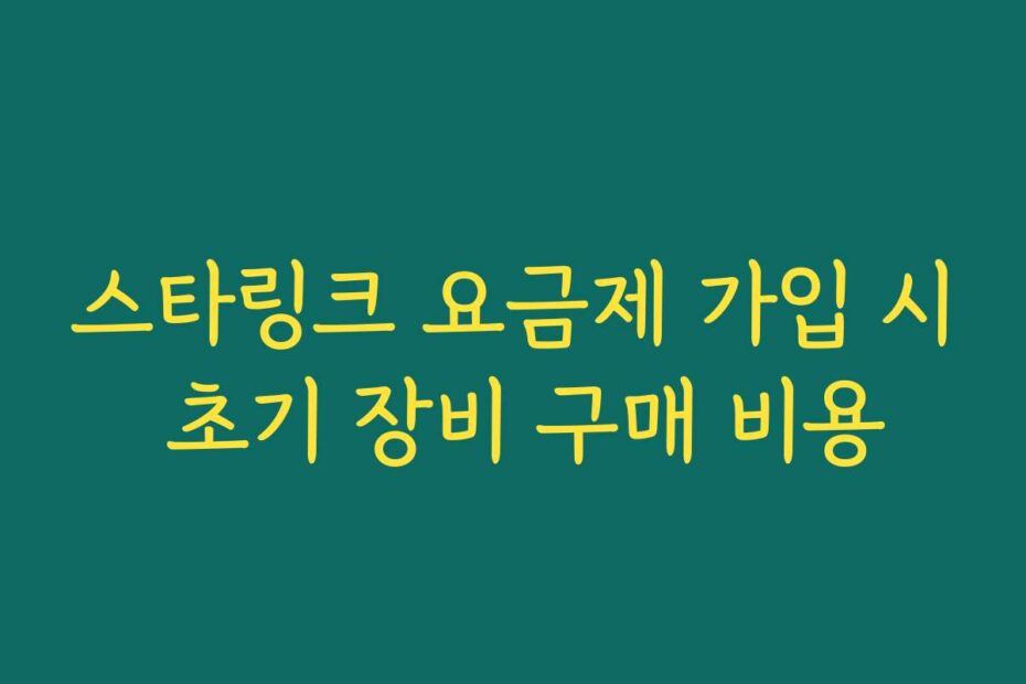 스타링크 요금제 가입 시 초기 장비 구매 비용