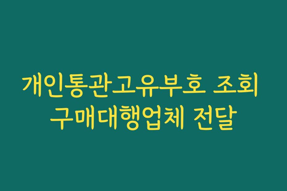 개인통관고유부호 조회 구매대행업체 전달