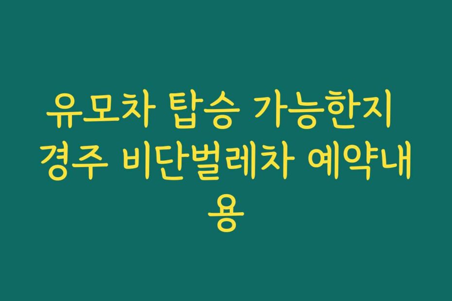 유모차 탑승 가능한지 경주 비단벌레차 예약내용