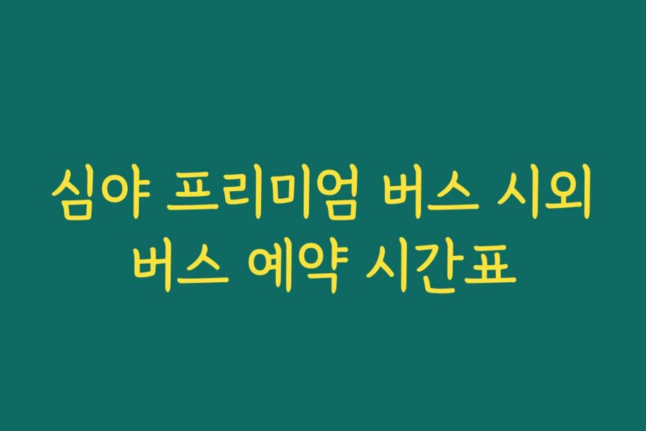 심야 프리미엄 버스 시외버스 예약 시간표