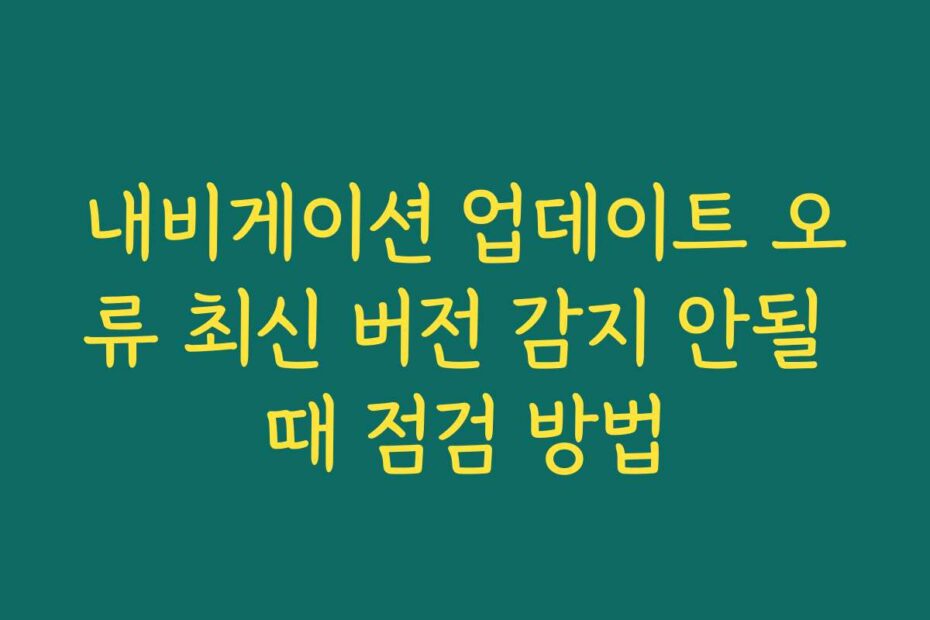 내비게이션 업데이트 오류 최신 버전 감지 안될 때 점검 방법