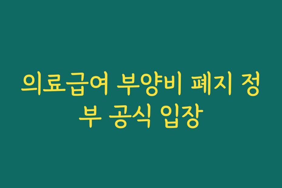 의료급여 부양비 폐지 정부 공식 입장