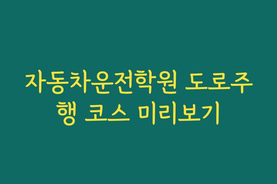 자동차운전학원 도로주행 코스 미리보기