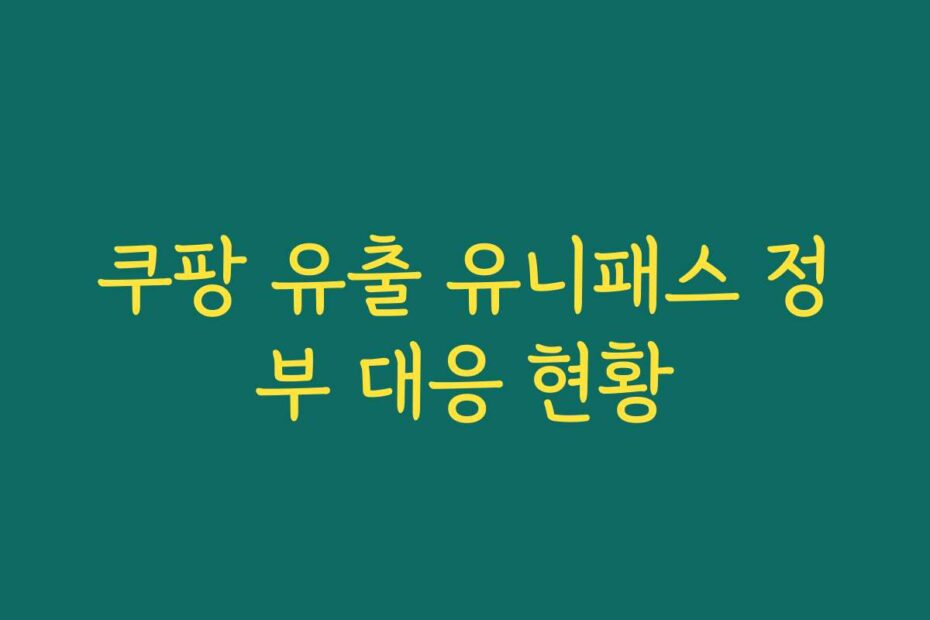 쿠팡 유출 유니패스 정부 대응 현황