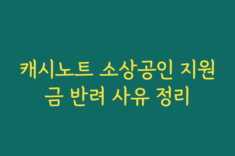 캐시노트 소상공인 지원금 반려 사유 정리