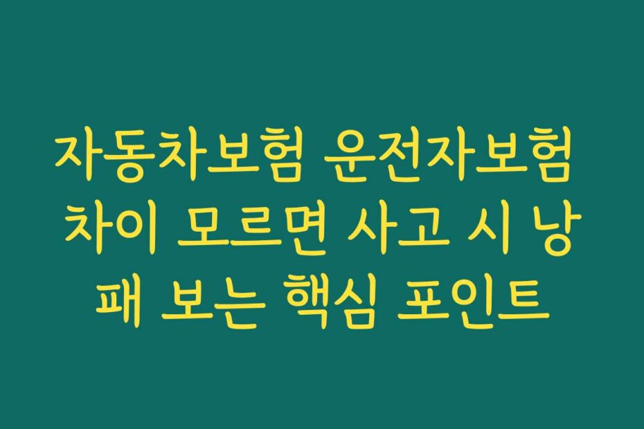 자동차보험 운전자보험 차이 모르면 사고 시 낭패 보는 핵심 포인트