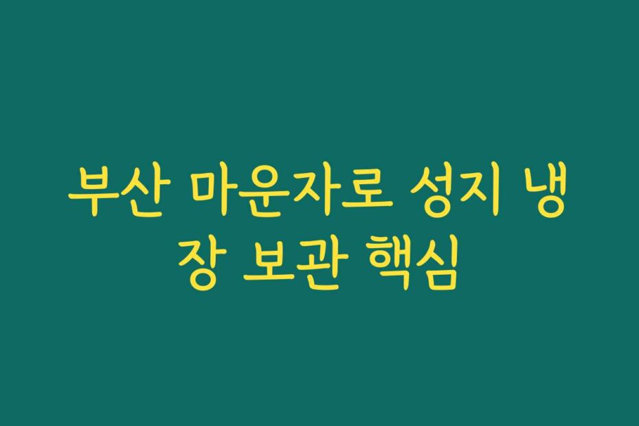 부산 마운자로 성지 냉장 보관 핵심