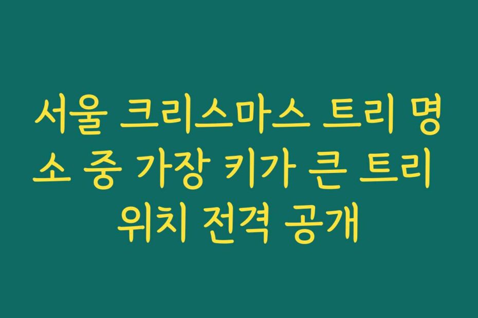 서울 크리스마스 트리 명소 중 가장 키가 큰 트리 위치 전격 공개