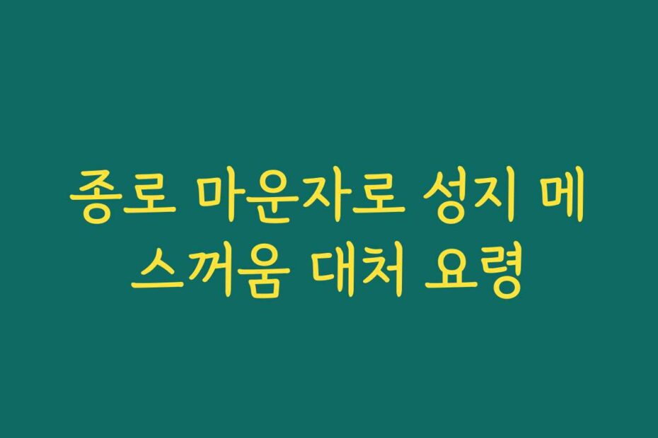 종로 마운자로 성지 메스꺼움 대처 요령