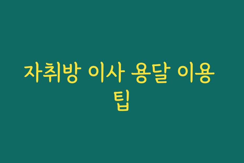자취방 이사 용달 이용 팁