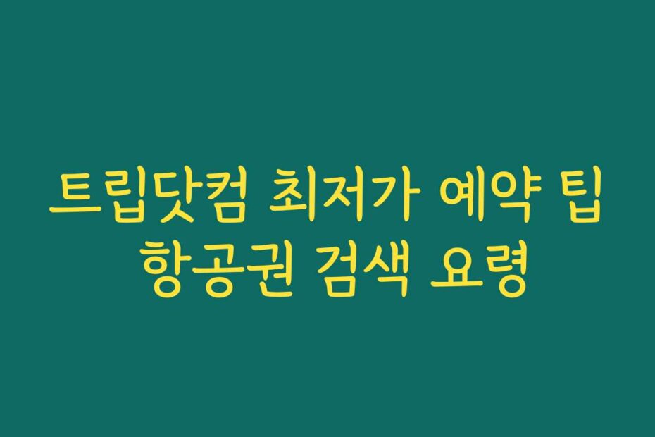 트립닷컴 최저가 예약 팁 항공권 검색 요령