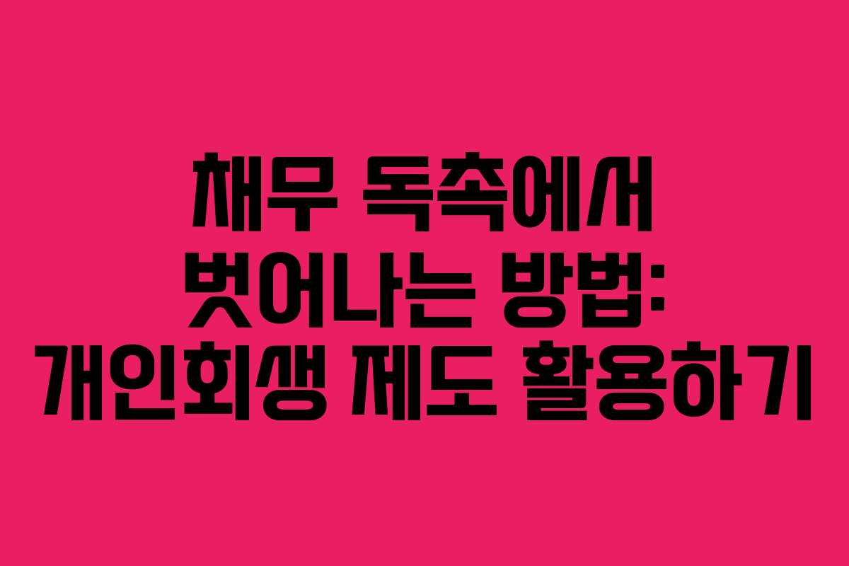 채무 독촉에서 벗어나는 방법: 개인회생 제도 활용하기