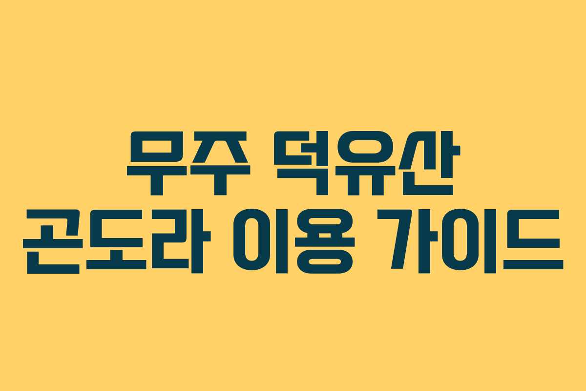 무주 덕유산 곤도라 이용 가이드