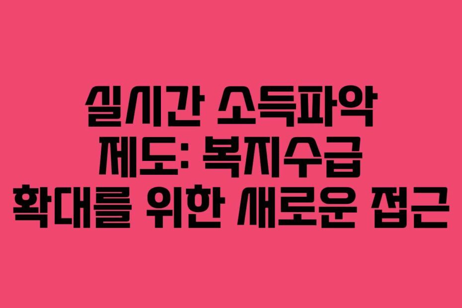 실시간 소득파악 제도: 복지수급 확대를 위한 새로운 접근
