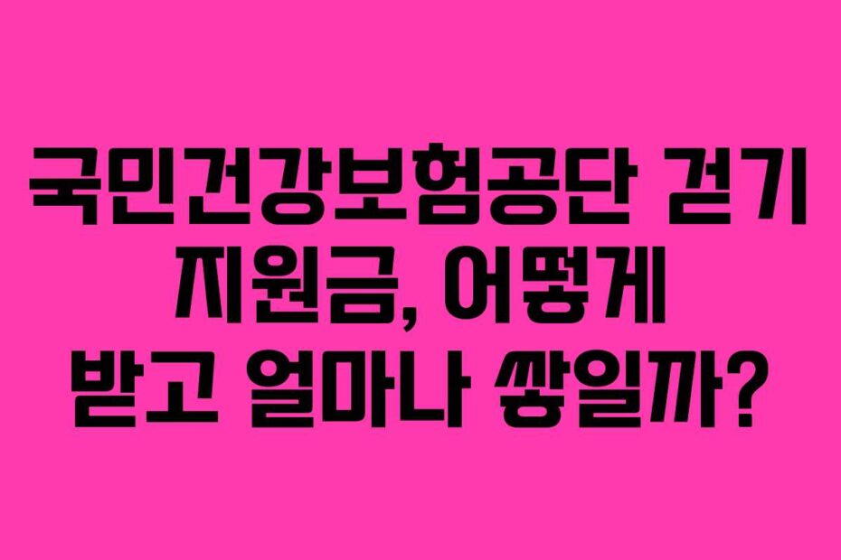 국민건강보험공단 걷기 지원금, 어떻게 받고 얼마나 쌓일까?