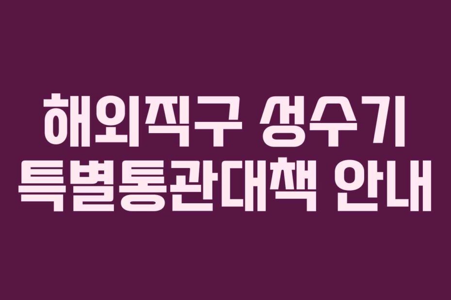 해외직구 성수기 특별통관대책 안내
