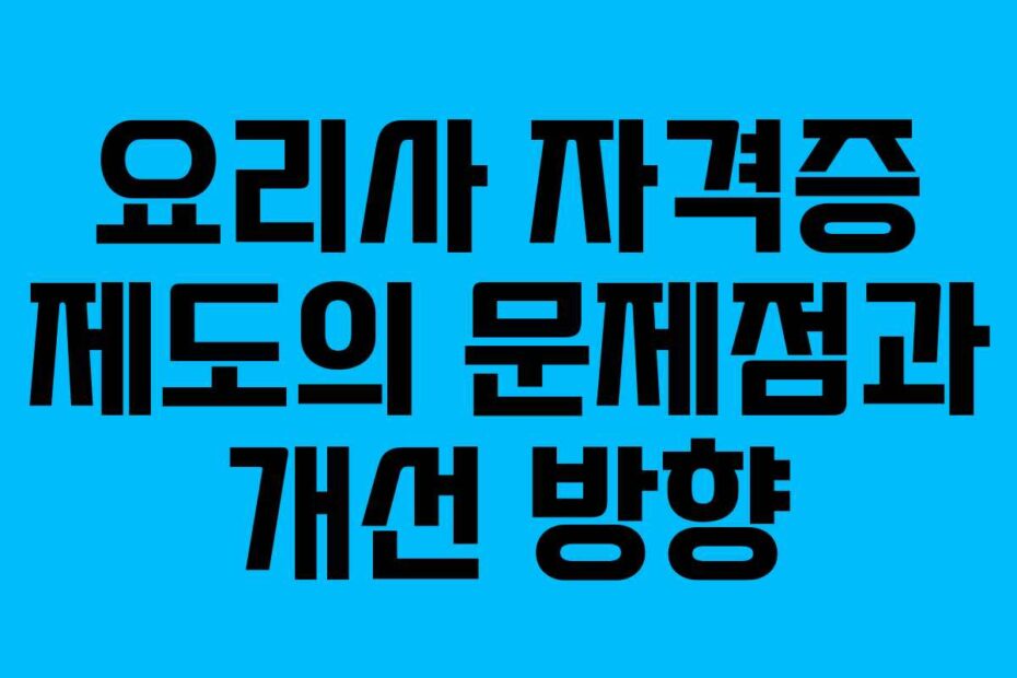 요리사 자격증 제도의 문제점과 개선 방향