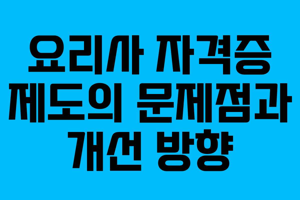 요리사 자격증 제도의 문제점과 개선 방향