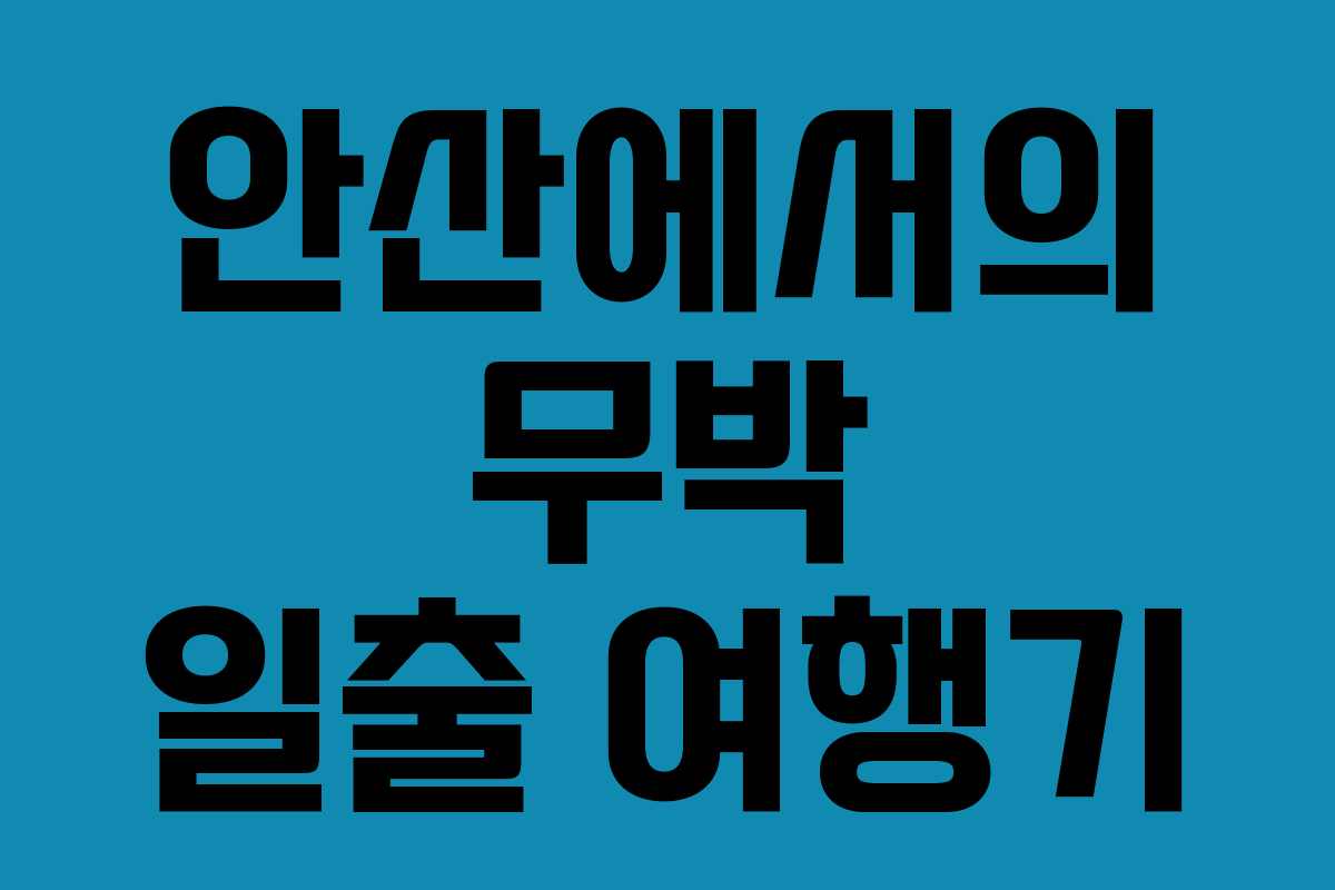 안산에서의 무박 일출 여행기