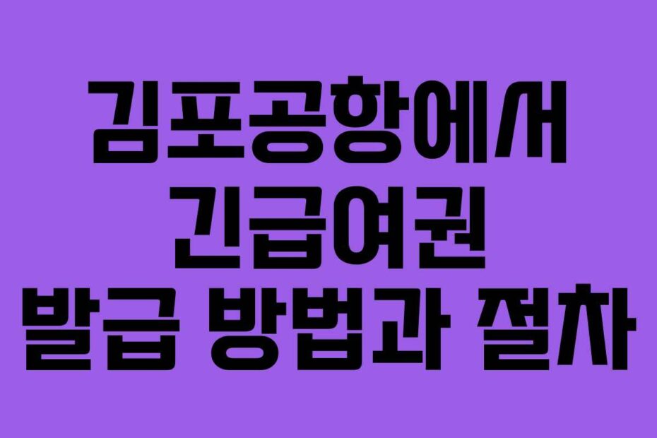김포공항에서 긴급여권 발급 방법과 절차