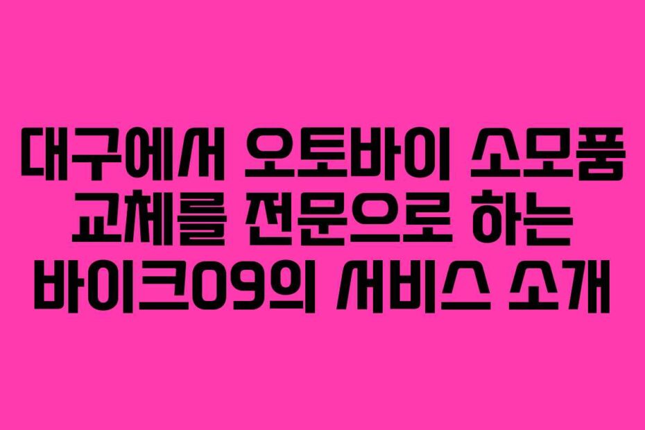 대구에서 오토바이 소모품 교체를 전문으로 하는 바이크09의 서비스 소개