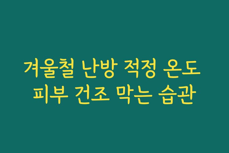 겨울철 난방 적정 온도 피부 건조 막는 습관