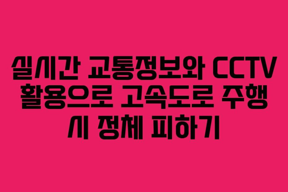 실시간 교통정보와 CCTV 활용으로 고속도로 주행 시 정체 피하기