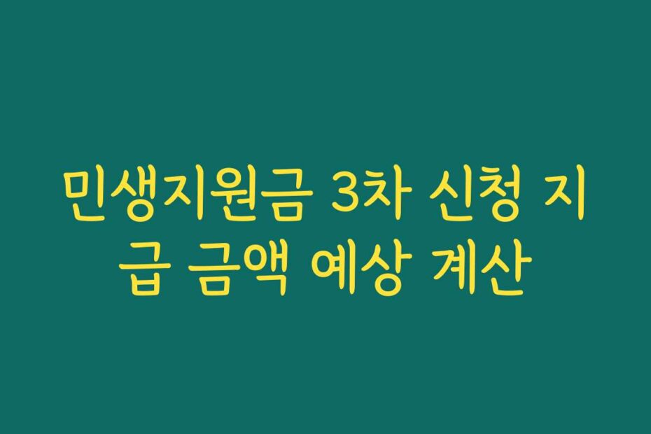 민생지원금 3차 신청 지급 금액 예상 계산
