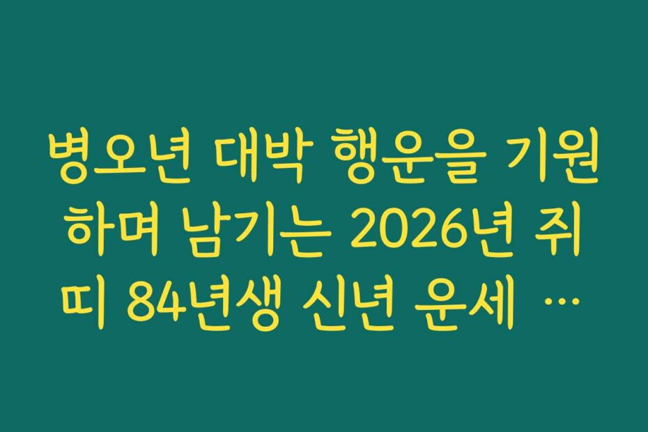 병오년 대박 행운을 기원하며 남기는 2026년 쥐띠 84년생 신년 운세 응원