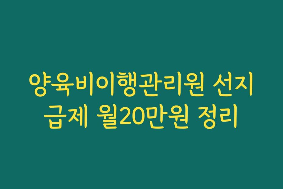 양육비이행관리원 선지급제 월20만원 정리