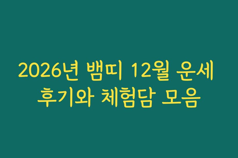 2026년 뱀띠 12월 운세 후기와 체험담 모음