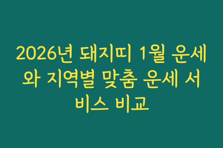2026년 돼지띠 1월 운세와 지역별 맞춤 운세 서비스 비교