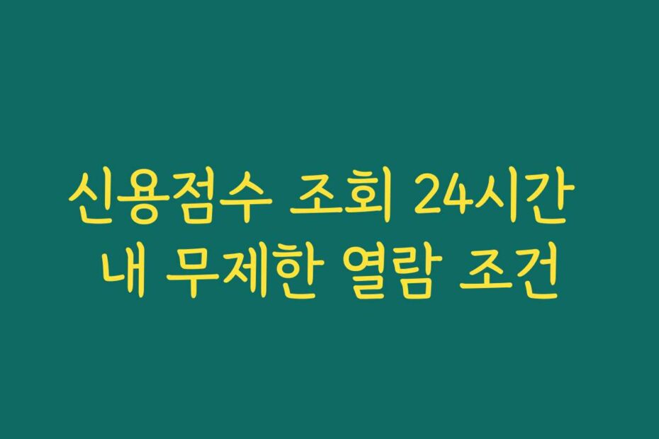신용점수 조회 24시간 내 무제한 열람 조건