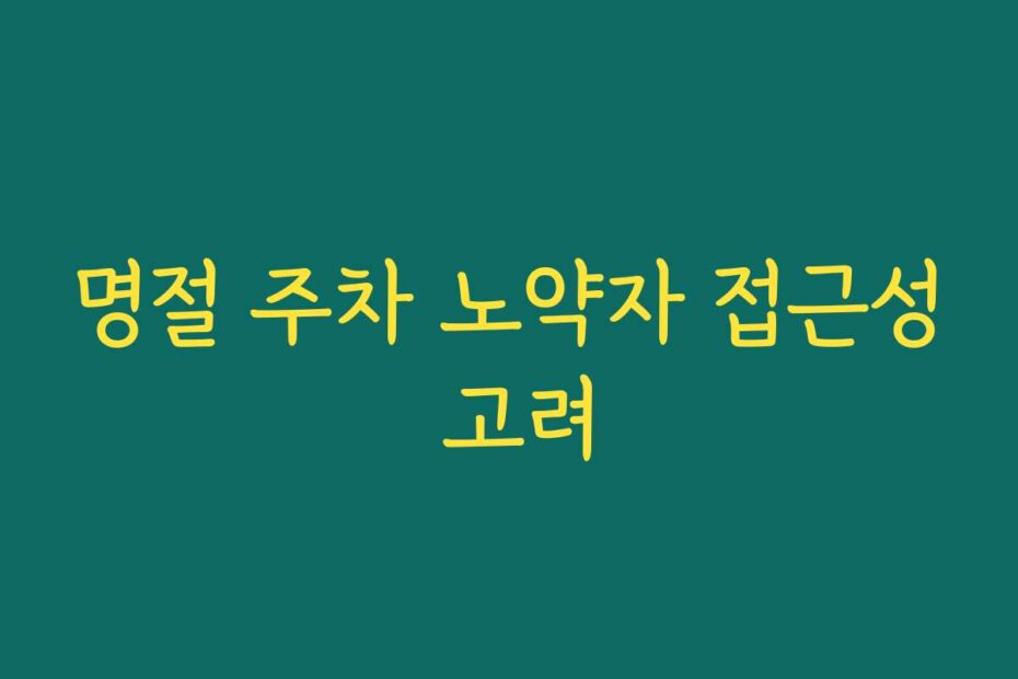 명절 주차 노약자 접근성 고려