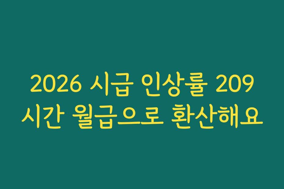 2026 시급 인상률 209시간 월급으로 환산해요