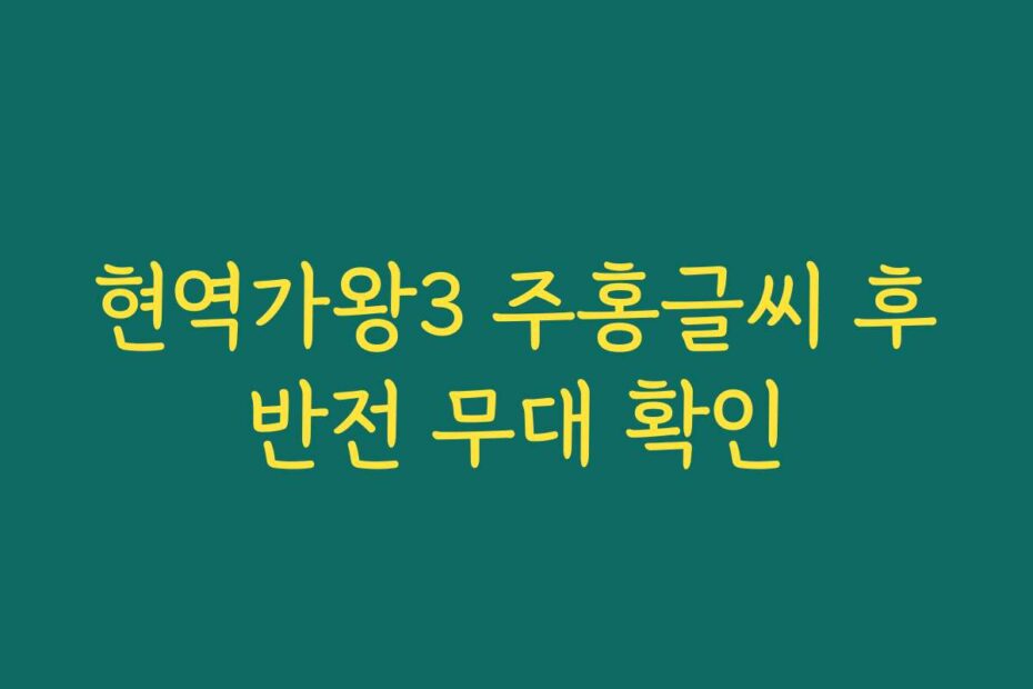 현역가왕3 주홍글씨 후반전 무대 확인
