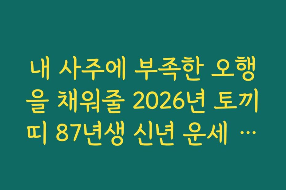 내 사주에 부족한 오행을 채워줄 2026년 토끼띠 87년생 신년 운세 맞춤형