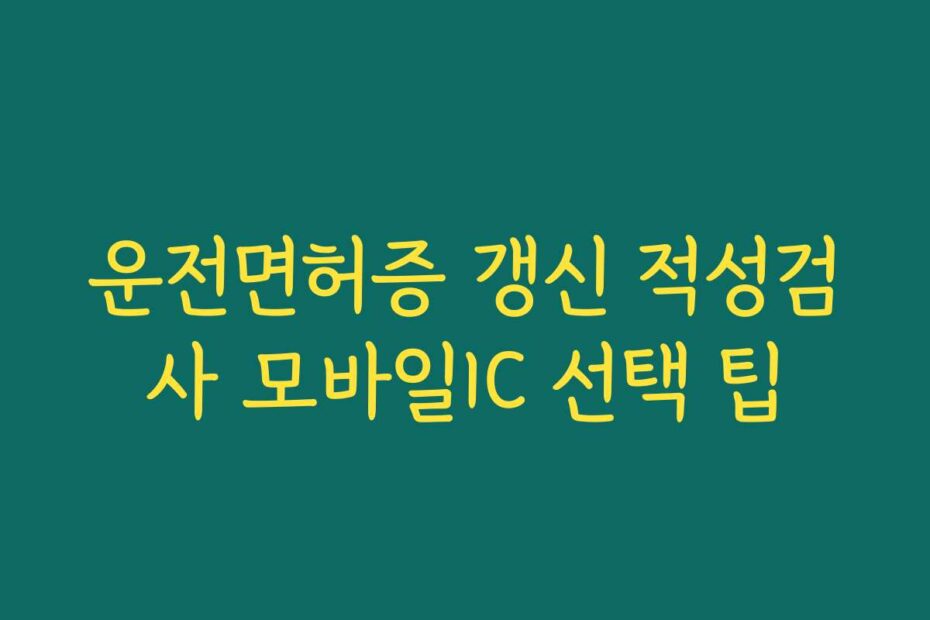 운전면허증 갱신 적성검사 모바일IC 선택 팁
