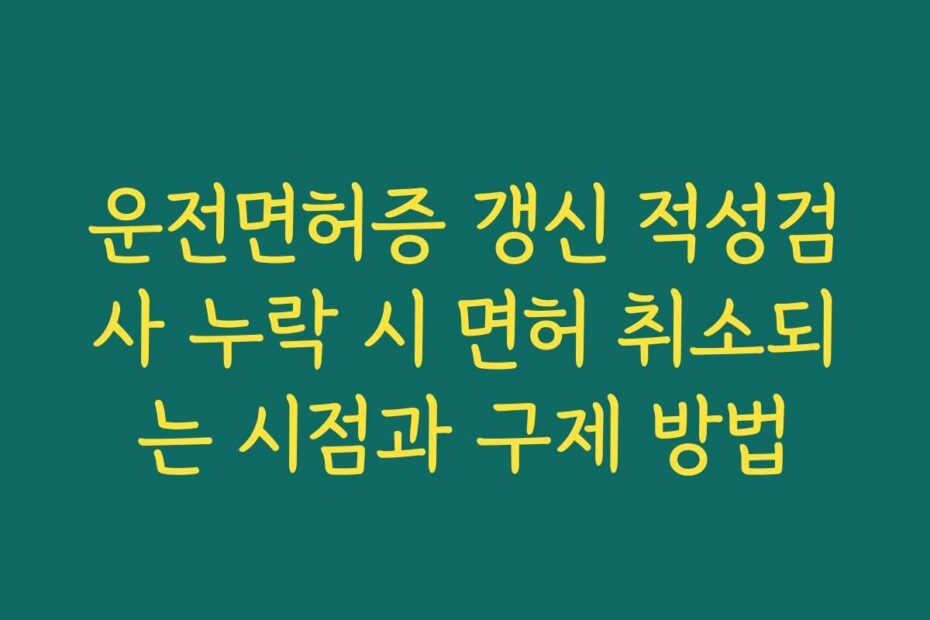 운전면허증 갱신 적성검사 누락 시 면허 취소되는 시점과 구제 방법