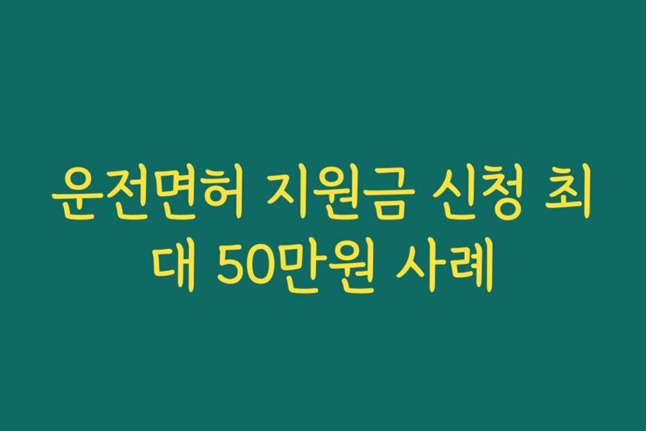 운전면허 지원금 신청 최대 50만원 사례