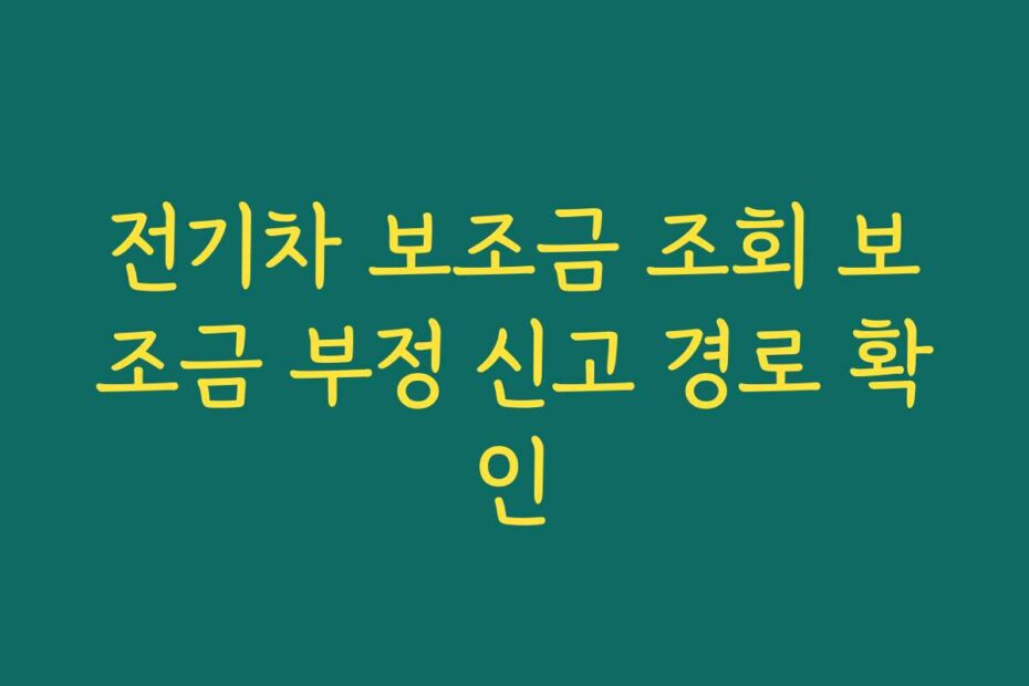 전기차 보조금 조회 보조금 부정 신고 경로 확인